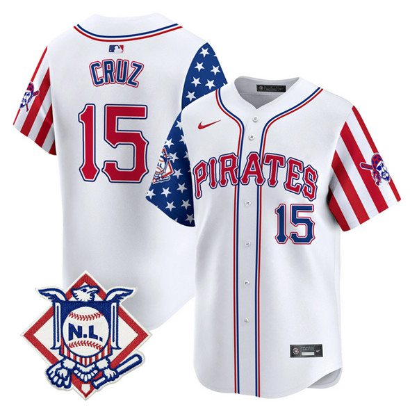 Men's Pittsburgh Pirates #15 Oneil Cruz White 2024 Fourth of July Vapor Limited Stitched Baseball Jersey Men's Pittsburgh Pirates #15 Oneil Cruz White 2024 Fourth of July Vapor Limited Stitched Baseball Jersey